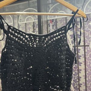 Zara Black Crochet Top