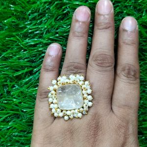 Adjustable Natural Stone Finger Ring