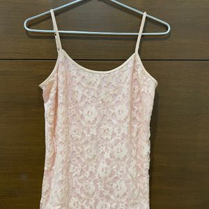 Baby Pink Floral Net Cami Top