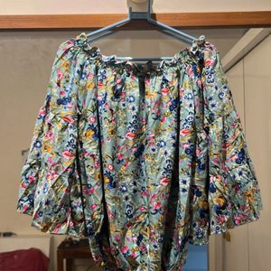 Cinched Waist Casual Floral Top