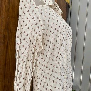 White Printed Cotton Shirt