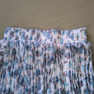 White Floral Long Skirt