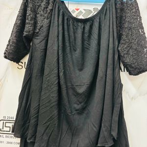 Black Top With Net Sleeves