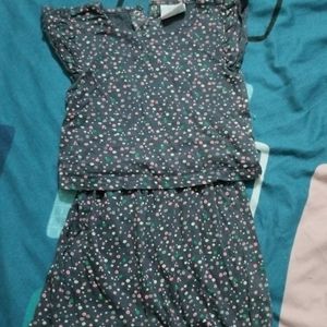 Black Dotted Diaper Dress For Girl