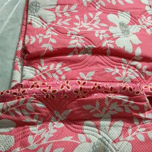 Pink Color While Flower Bedsheet For Single Bed