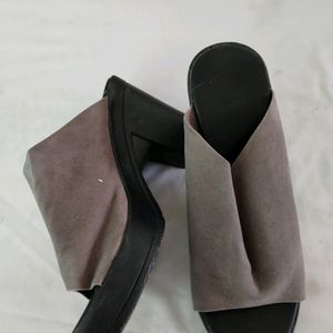 Grey And Black Wedges (Women)heels Grab Fast