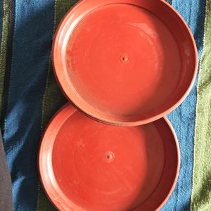 2 Brown Pot Plant Plates 9.5inch.