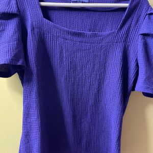 CODE Women's purple Solid Square Neck short Sleeve Top