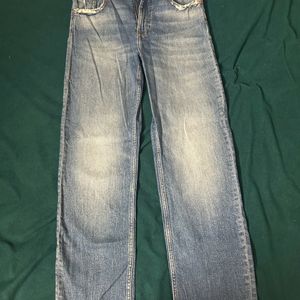 Light Blue Straight Fitted Jeans