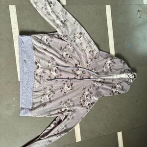 Grey Floral Hoodie