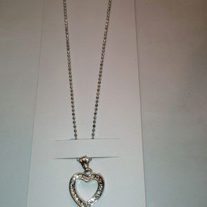 Heart Shaped Hollow Pendant With Chain