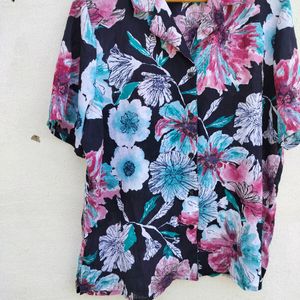 Flower Print Short Sleeves Shirt