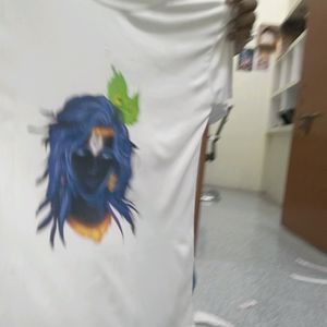 3D Krishna Printed White Tshirt