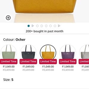 Lavie Original Leather Yellow Handbag