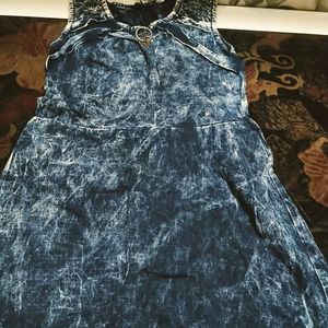 Blue Denim Midi With Stretchable Fabric