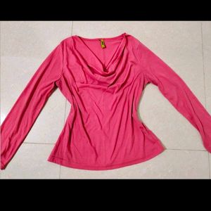 Pink Cowl Neck Top