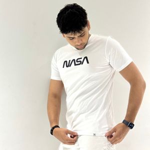 New Regular Fit White Printed Tshirt With Tag