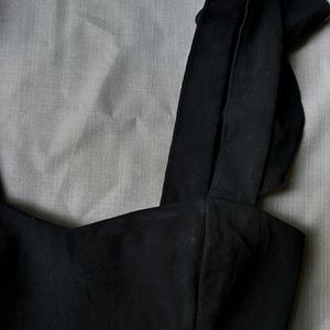 New Black Polyester Solid Strappy Top