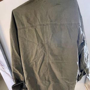 Long Olive Denim Jacket