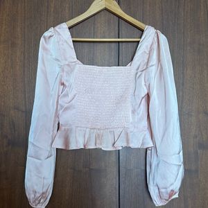 Silky Peach Cinched Top