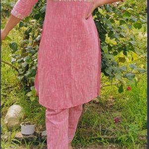 Pink Zari Kurta Set