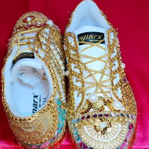 Beautiful Lace Work Sneaker For Bridemade Or Bride