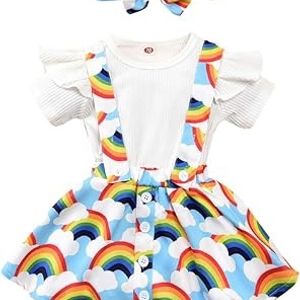 Hopscotch 🍭Rainbow 🌈 Dungree Skirt with Hairband