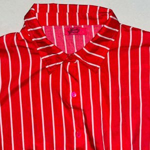 red and white strip half sleeves regular shirt 👕