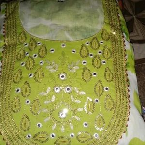 FLUORESCENT GREEN&WHITE KURTAPANT SET WITH DUPATTA