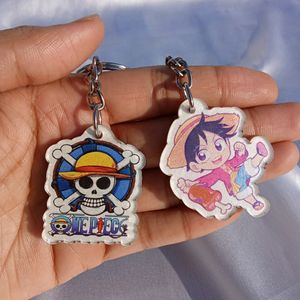 One Piece Logo And Luffy Anime Keychain