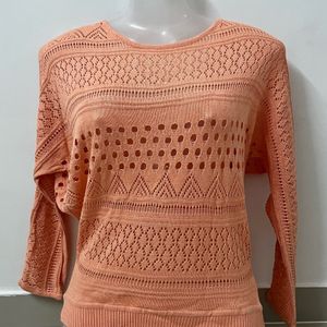 See Through Crochet Peachy Top