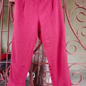 Trouser With Elasticated Waist And Fabric Belt