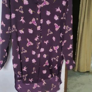 High Low Purple Full Sleeve Top