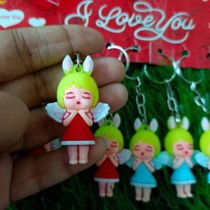 Set Of 12 Cute Doll Design Keychains