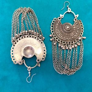 Silver Plated Chained Chandbalis