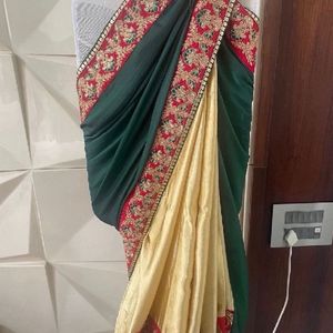 🎊SALE🎊Green/beige Saree