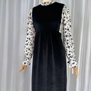 Korean Autumn Velvet Dress