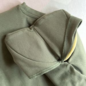 28 Zara Olive Padded Cut Sleeves Top