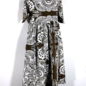 Olive With White Printed Kurta Sets (Women's)