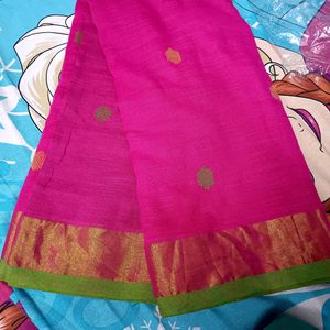 New Linen Saree With Blouse Pis Attached