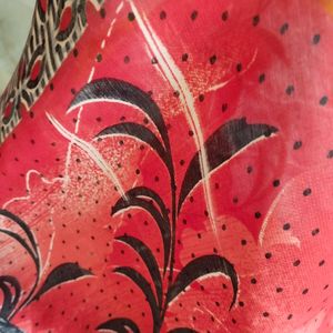 Red Printed Soft Silk Saree