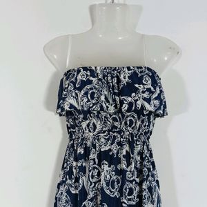 Navy Blue Printed Casual Dress (Women)