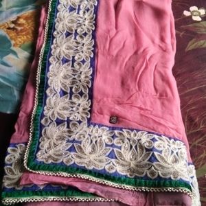 Pink With Heavy Border Saree