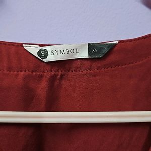 Maroon Shirt Style Top