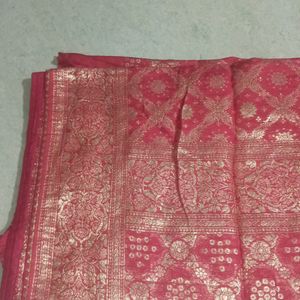 Fancy Pink  Zari Work Saree