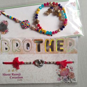 Rakhi for brother and Bhabhi Lumba set with multi