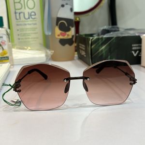 Hexa Rimless Sunglass Brown