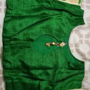 Green And Beige Wedding Saree With Blouse