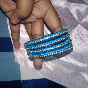 Sky-blue Threaded Bangles