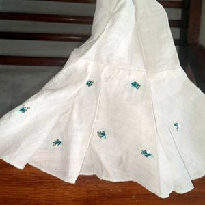 White Cotton Top With UmbrellaSkirt For 10yrs Girl